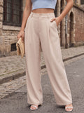 High Waisted Pleated Wide Leg Trousers