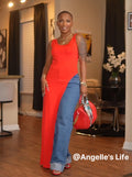 Asymmetric Hem Wide Strap Chic Top