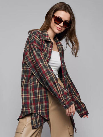Oversized Plaid Button Up Shirt