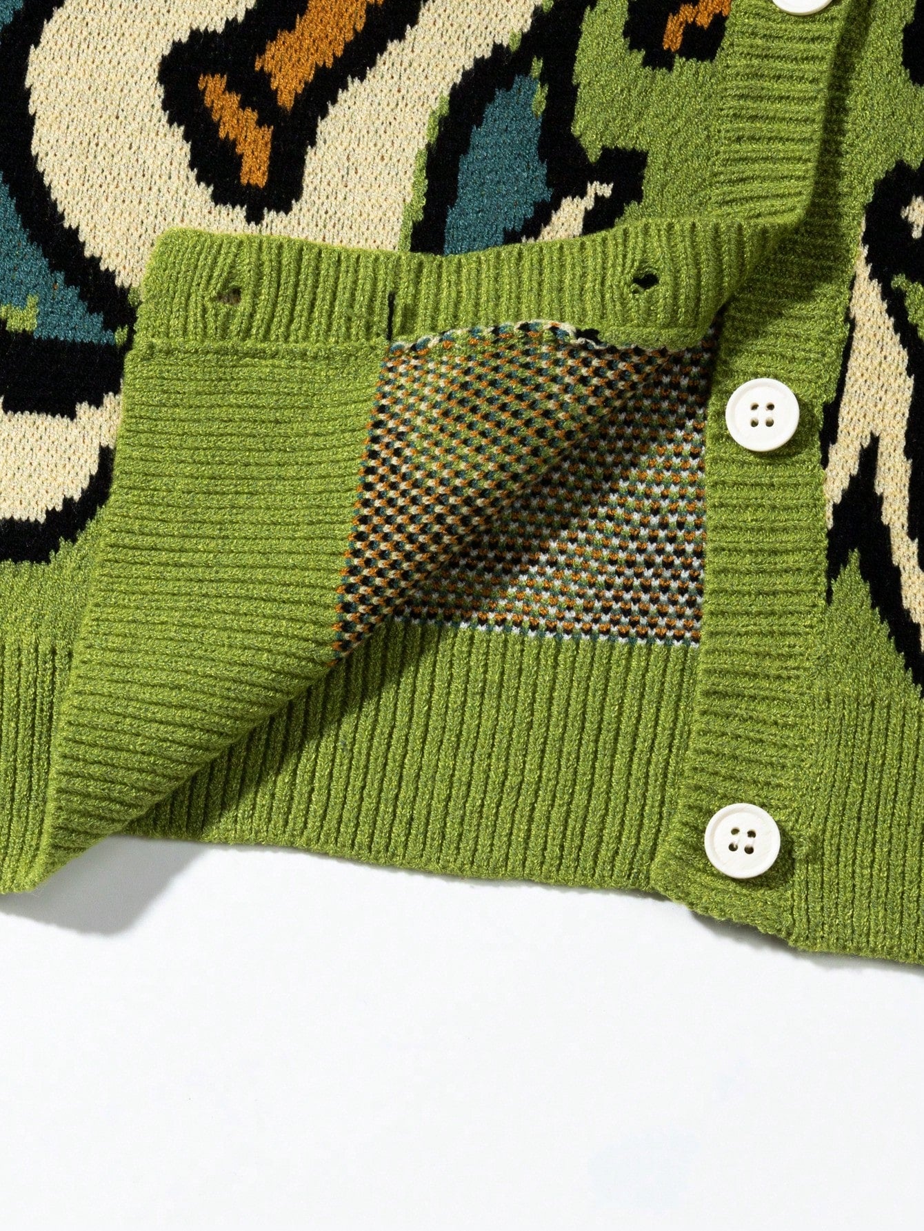 Oversized Graphic Pattern Knit Cardigan