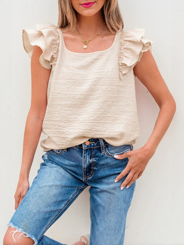Ruffled Sleeve Sleeveless Top