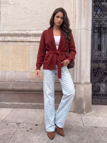 Cozy Belted Shawl Collar Cardigan