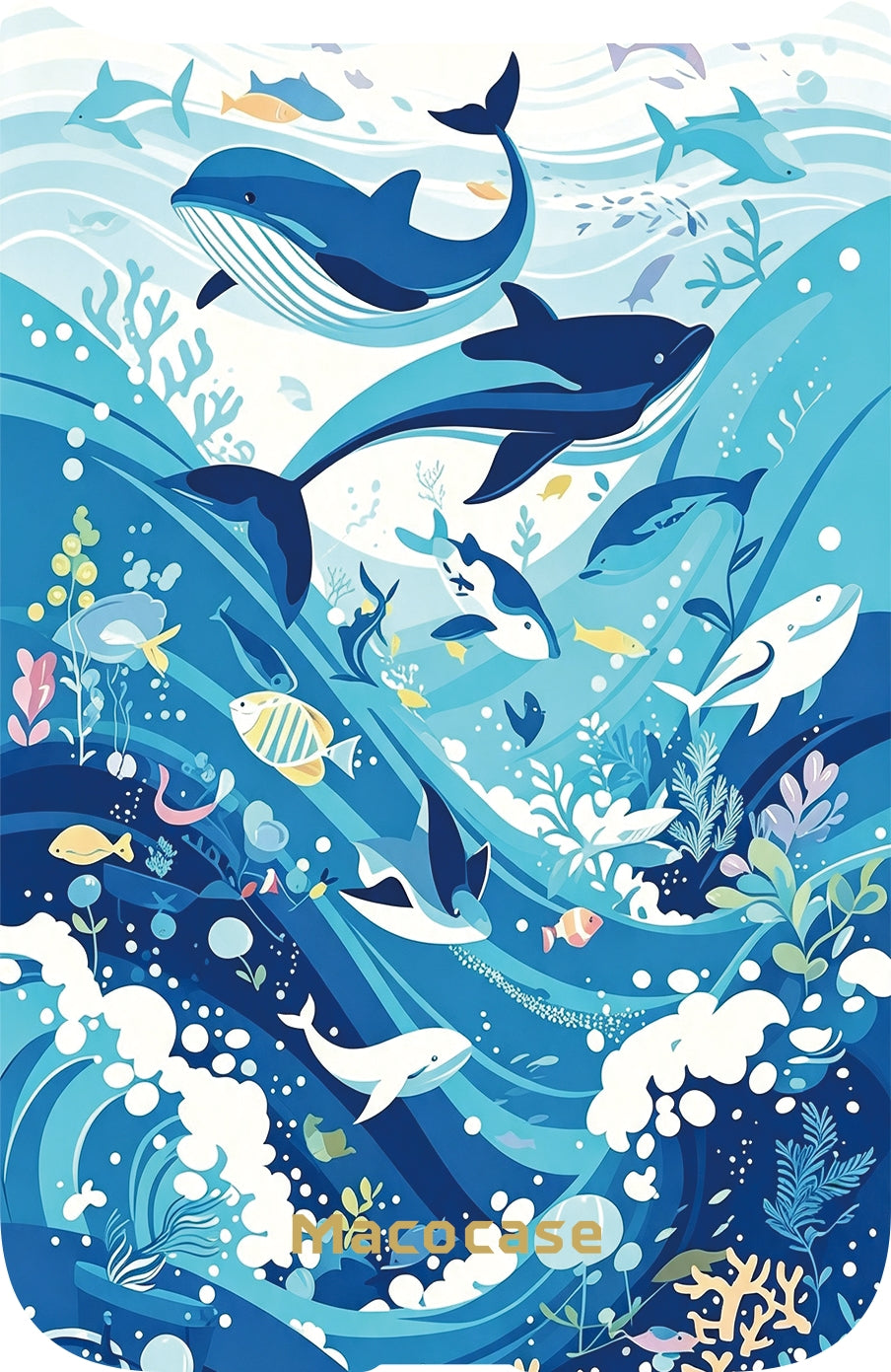 Blue Ocean Whale Pattern Phone Case