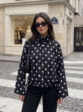 Polka Dot Drawstring Hem Jacket
