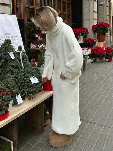 Cozy Turtleneck Knit Sweater Skirt Set