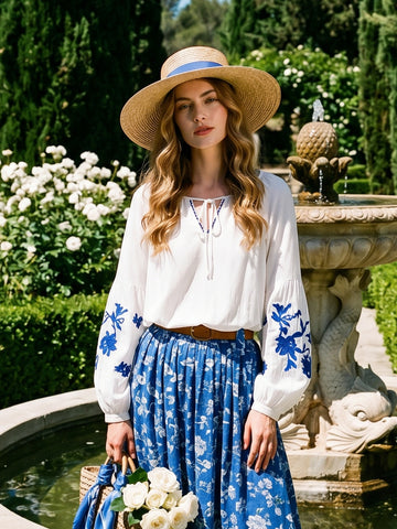 Embroidered Loose Fit Blouse