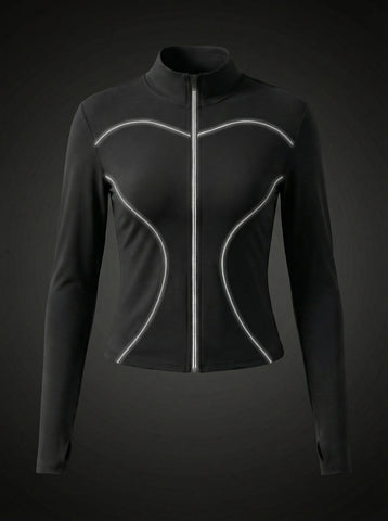 High-Neck Breathable Sporty Jacket-Multicolor