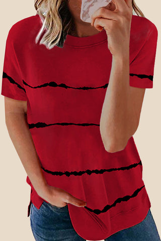 Casual Striped Crewneck Pink T-Shirt