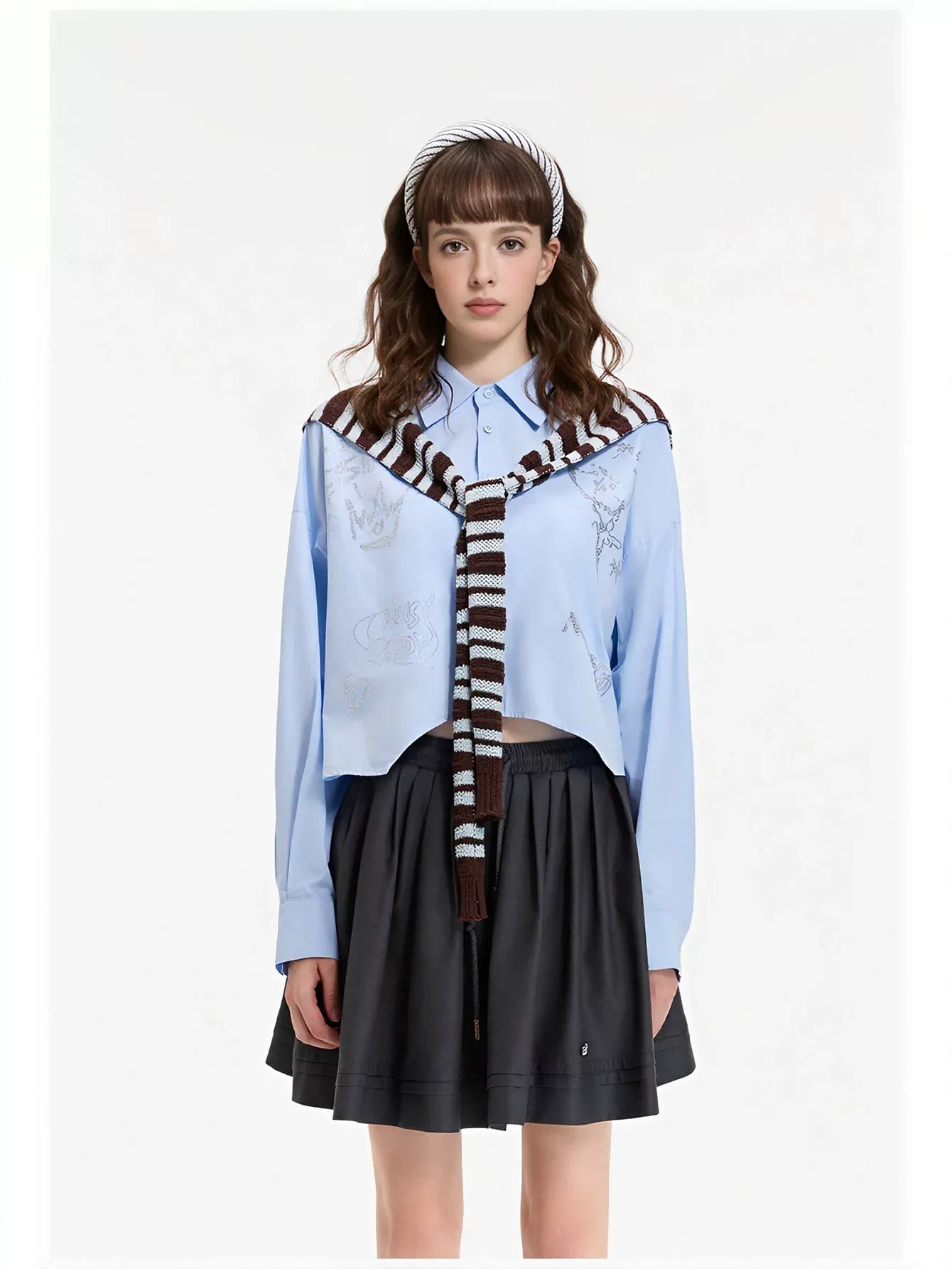 Oversized Layered Graphic Button Down Shirt