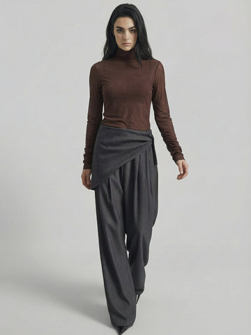 SAÏA Turtleneck Slim Fit Minimalist Top-Multicolor