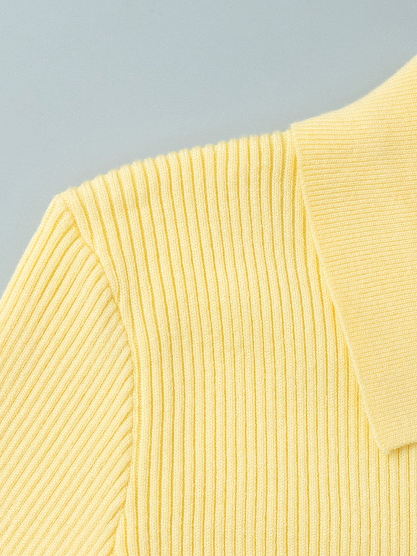 Cozy Ribbed Knit Polo Skirt Set