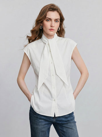 Bow Tie Sleeveless Blouse