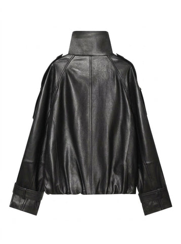 Oversized Double Breasted Leather Jacket