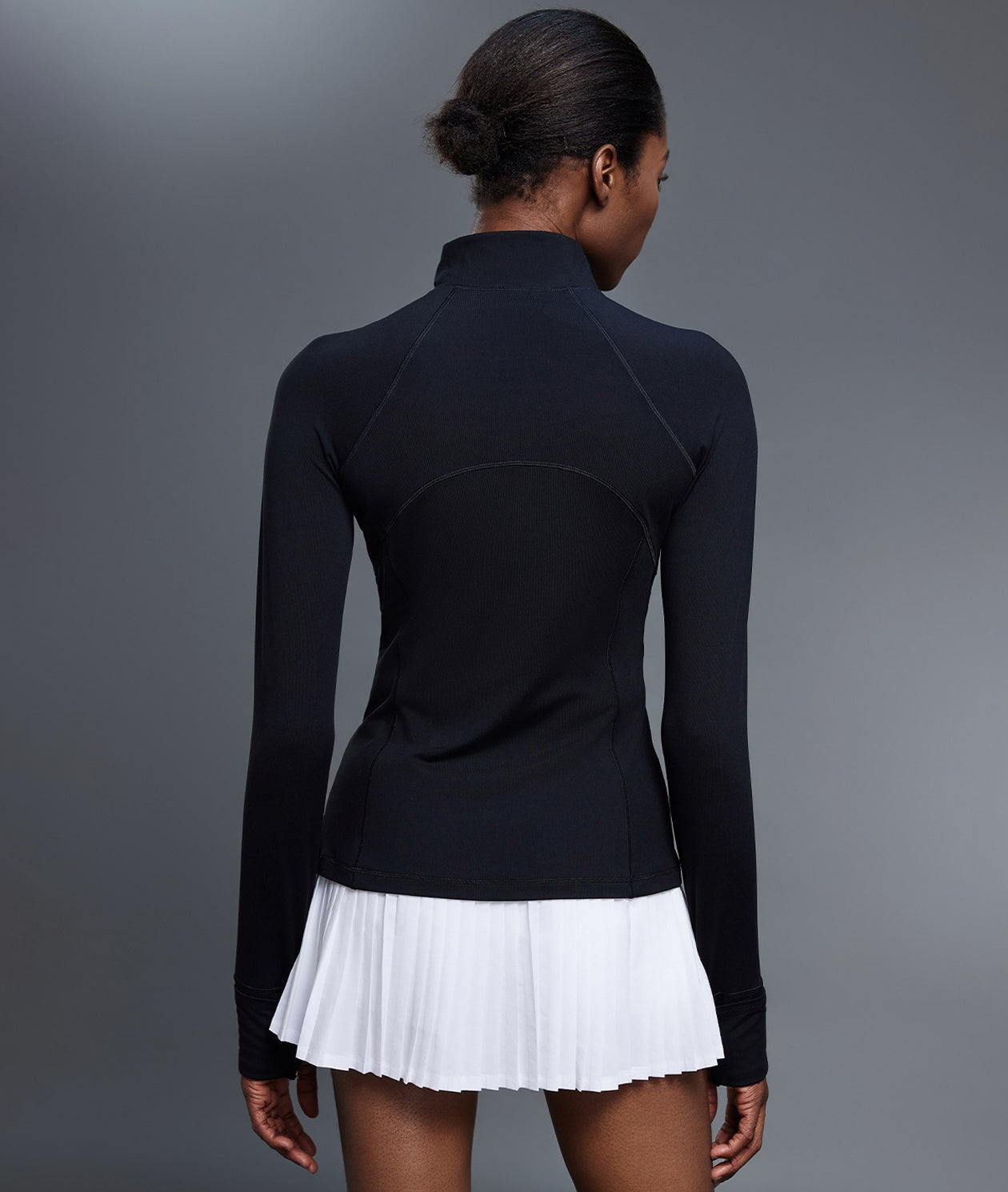 Mock Neck Half-Zip Slimming Fit Sleek Yoga Top-Multicolor