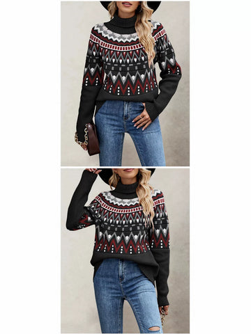 Cozy Fair Isle Turtleneck Pullover Sweater