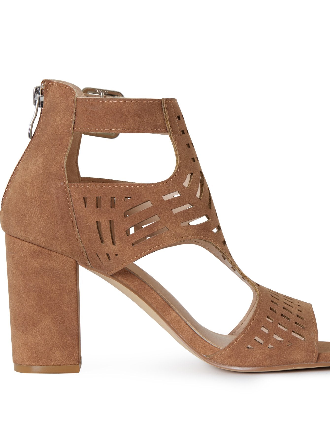 Cut-out Design Ankle Strap Sleek Sandals-Brown