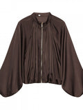 Satin Pleated Lantern Sleeve Pant Set