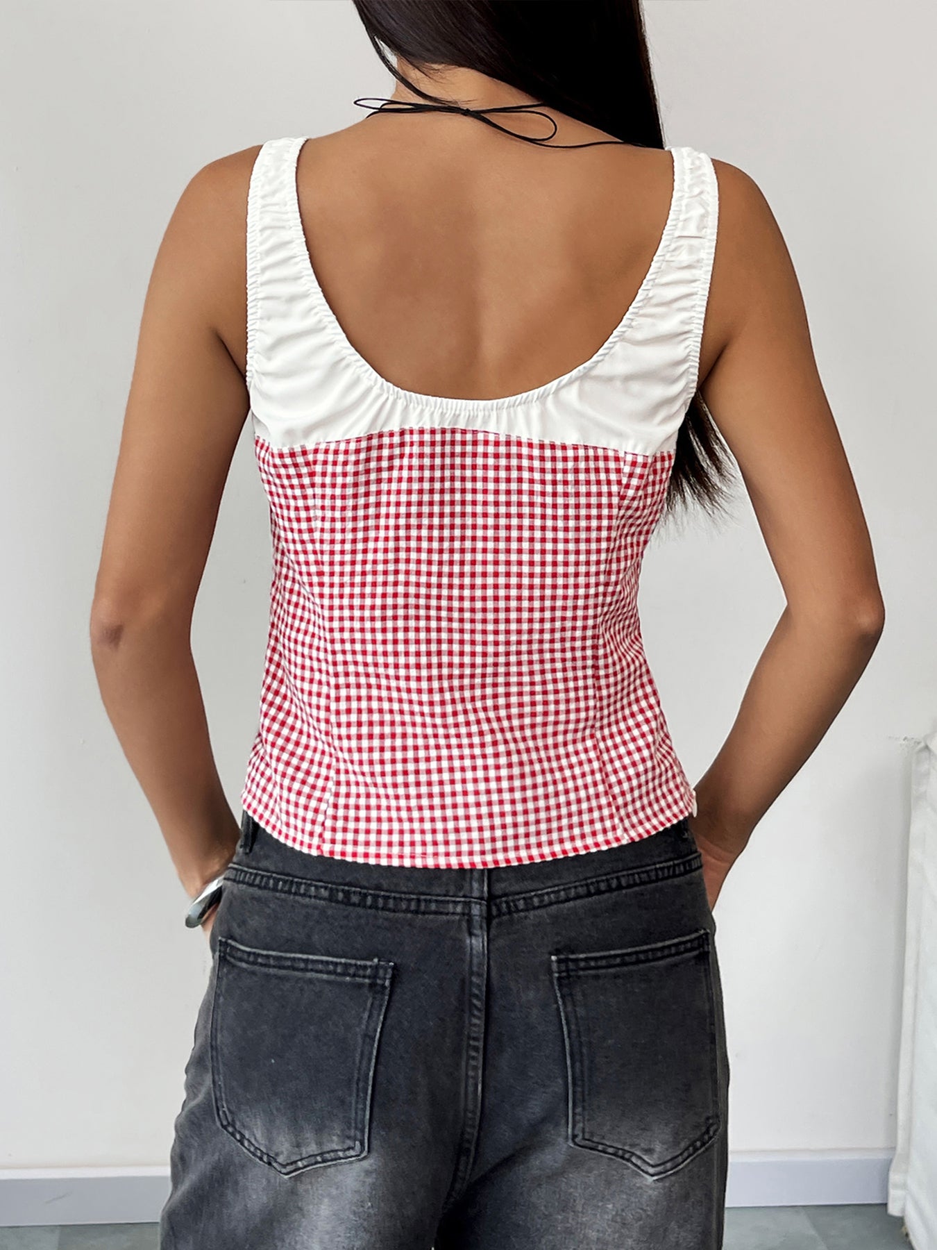 Square Neck Tie Front Sweet Camisole