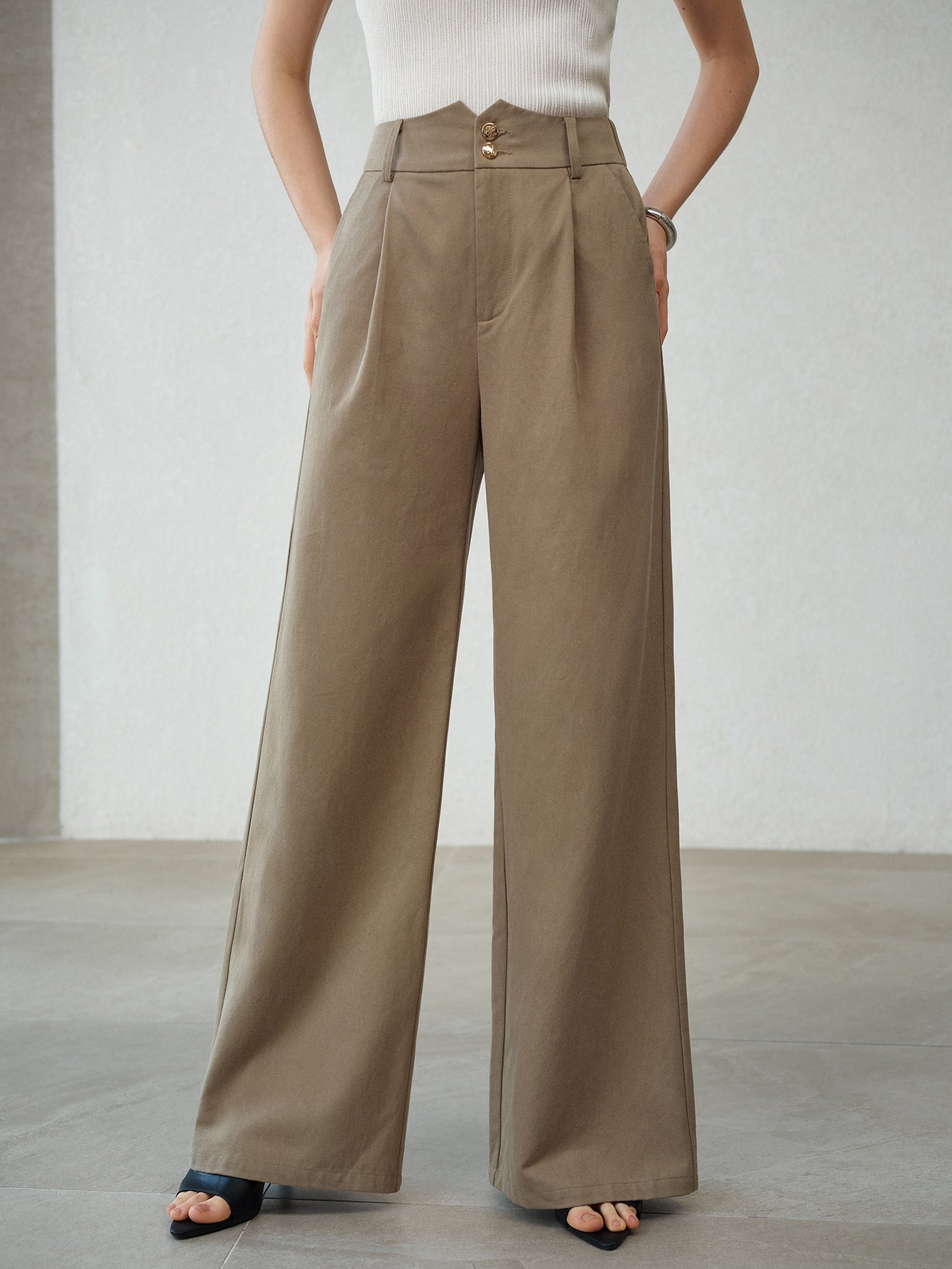 High Waisted Wide Leg Trousers