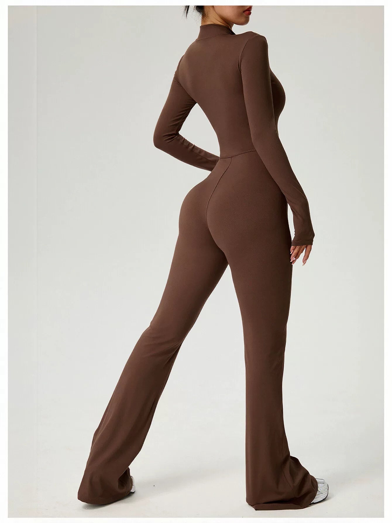 Sculpting Zip Front Flare Jumpsuit