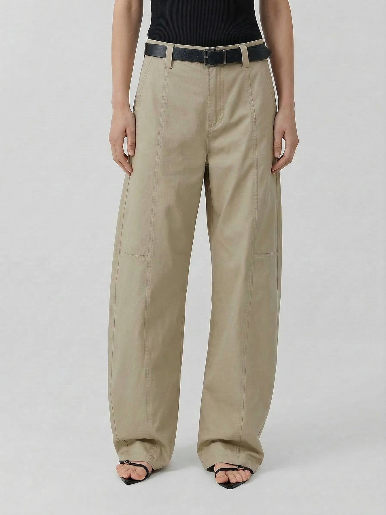 Cotton Barrel Leg Trousers
