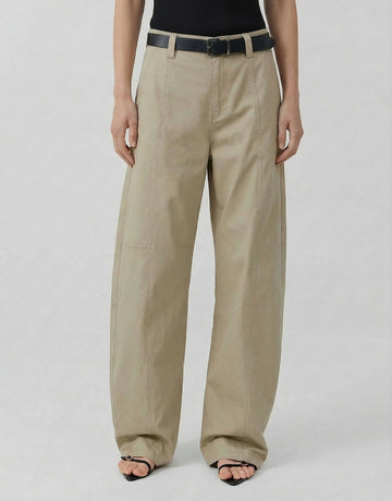 Cotton Barrel Leg Trousers