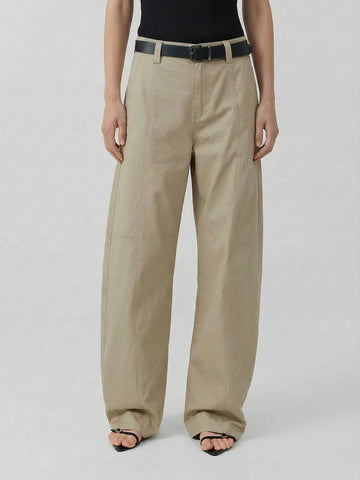 Cotton Barrel Leg Trousers