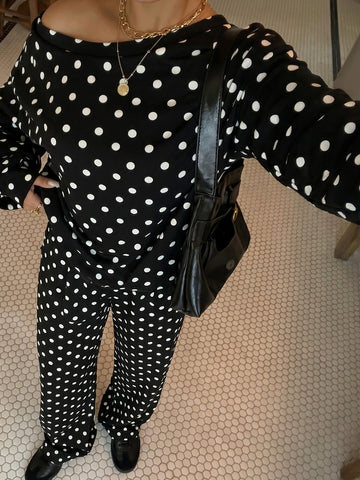 Off Shoulder Polka Dot Pant Set