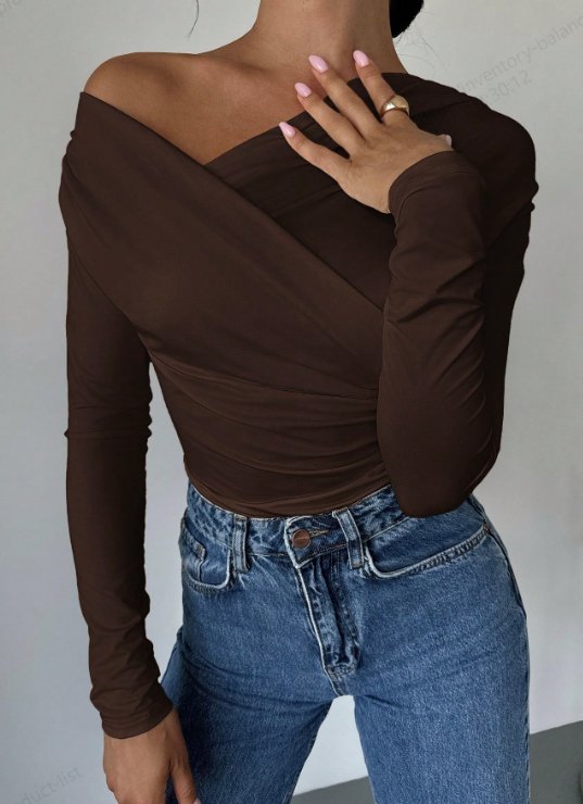 Elegant Off Shoulder Crisscross Long Sleeve Tee
