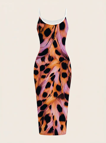 CAPRI Floral Print Sleeveless Bodycon Midi Dress