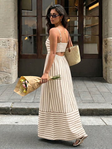 Striped Sleeveless Summer Maxi Dress