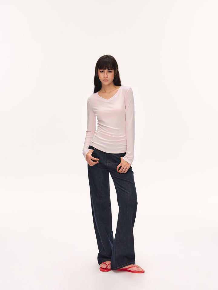 Stretchy Vintage Dark Wash Straight Jeans