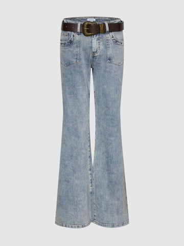 Belted Flare Leg Jeans