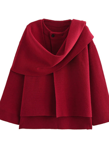 Cozy Layered Buttoned Wool Cape Coat