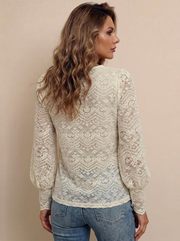 Elegant Floral Lace Button Down Shirt