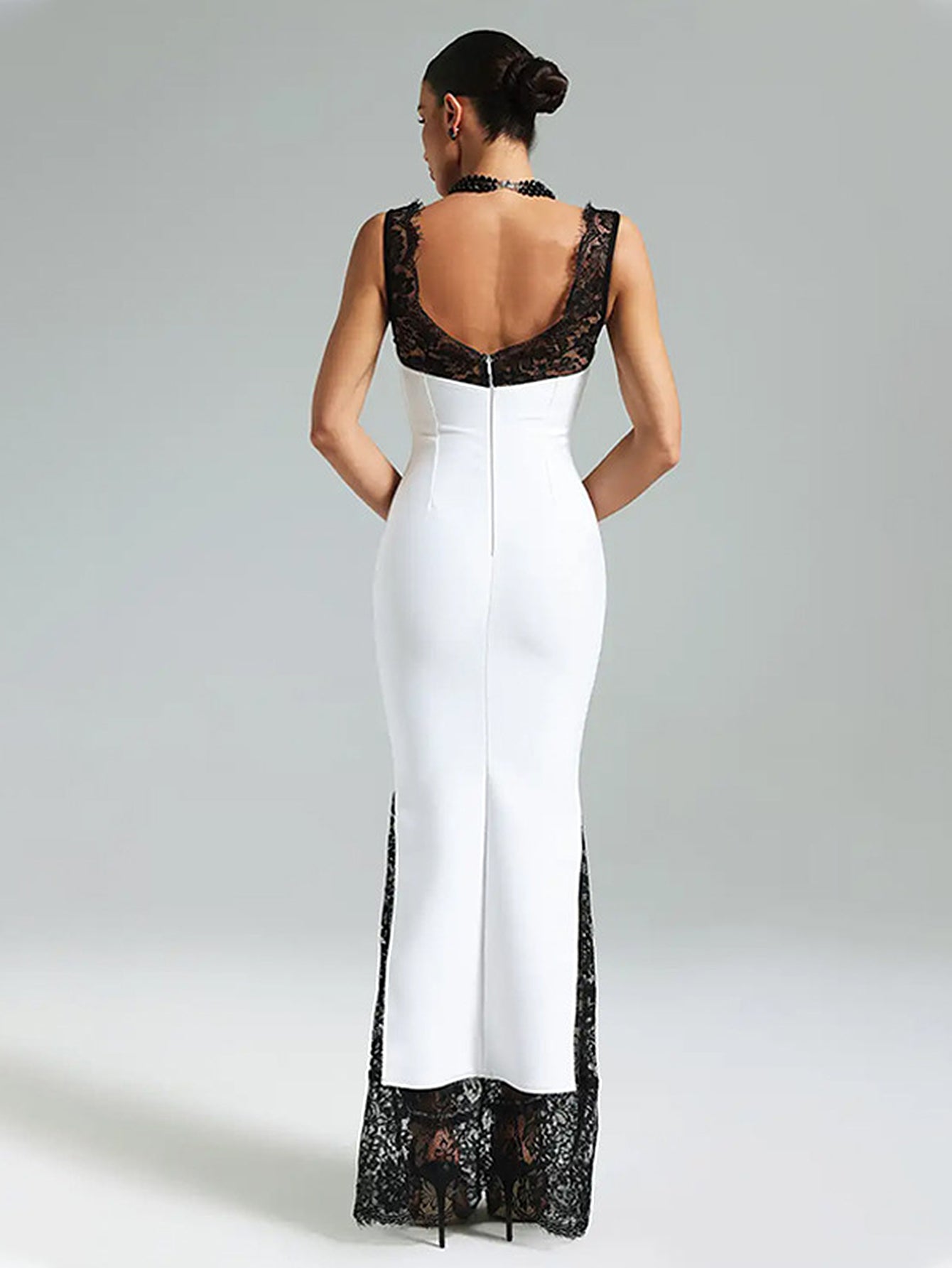 Lace Trim V Neck Maxi Dress