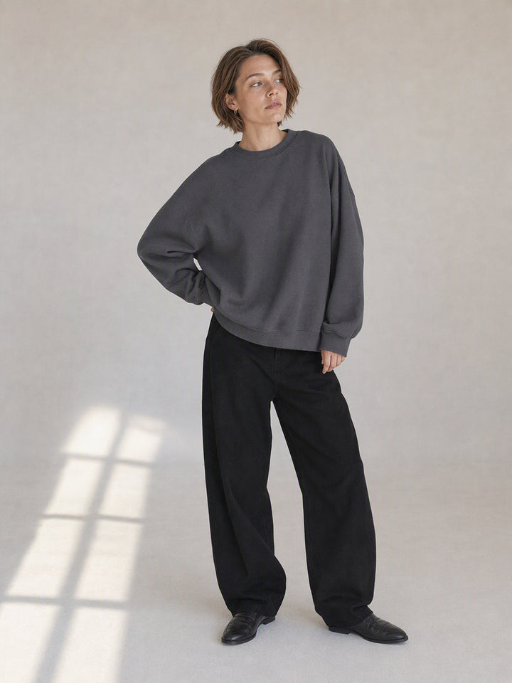Oversized Mock Neck Pullover Sweatshirt