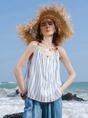 Beaded-Strap Sleeveless Casual Camisole