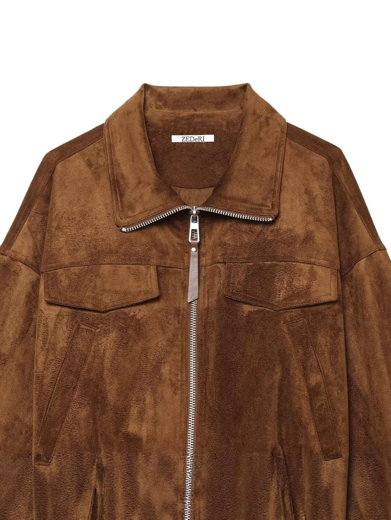 Cropped Suede Drawstring Utility Jacket