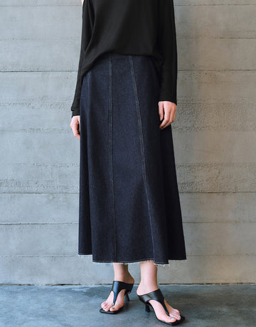 Urban Revivo Midi Denim Skirt-Indigo
