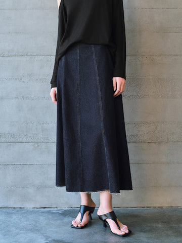 Urban Revivo Midi Denim Skirt-Indigo