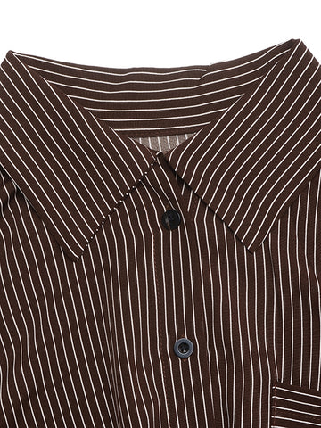 Oversized Striped Button Down Bodysuit