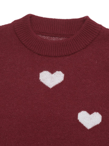 Cute Heart Print Crewneck Sweater