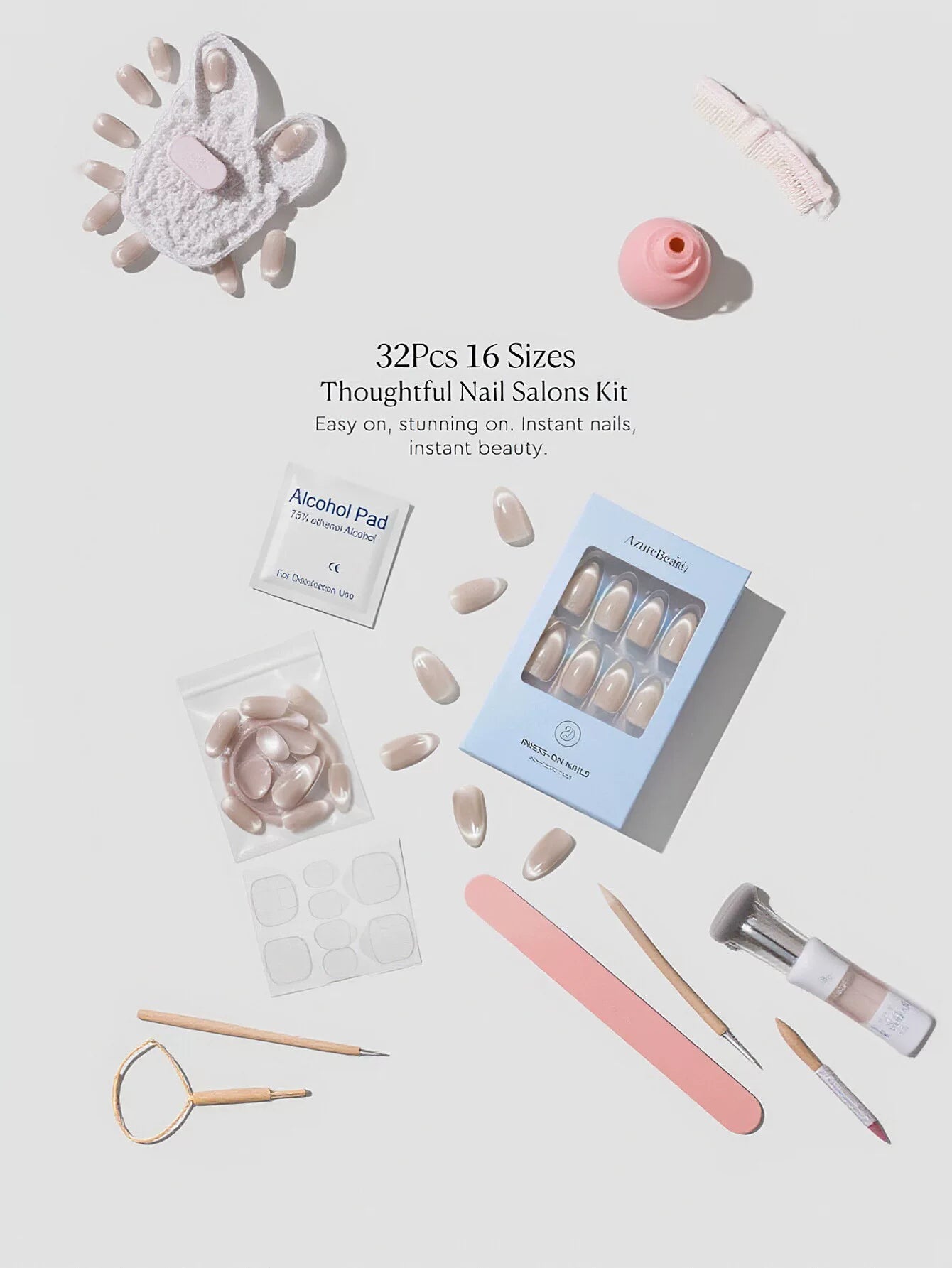 Shimmering Nude Cat Eye Press On Nails