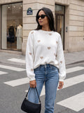 Oversized Heart Print Knit Sweater