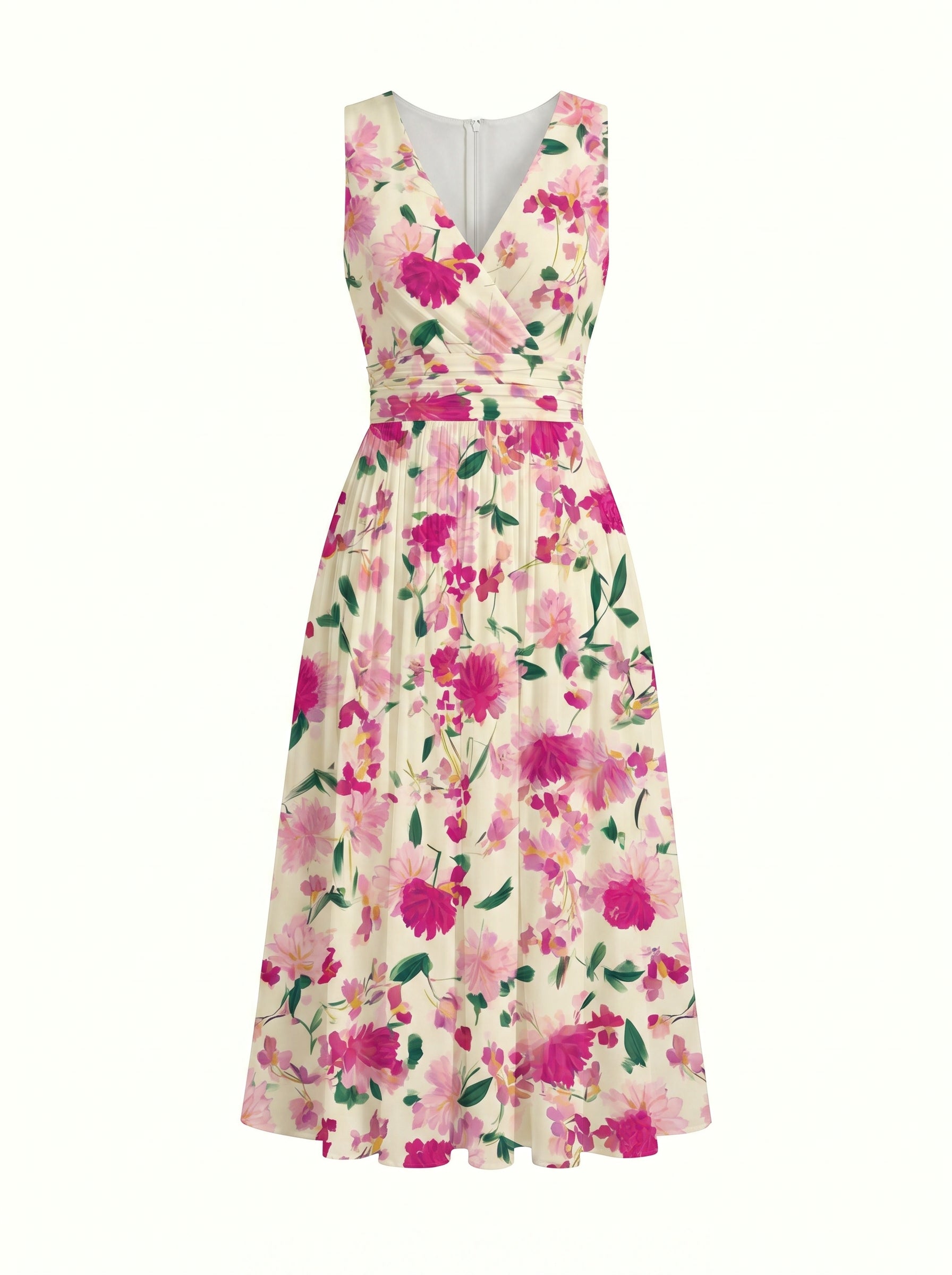 CORINNE
Floral Print V Neck A Line Midi Dress