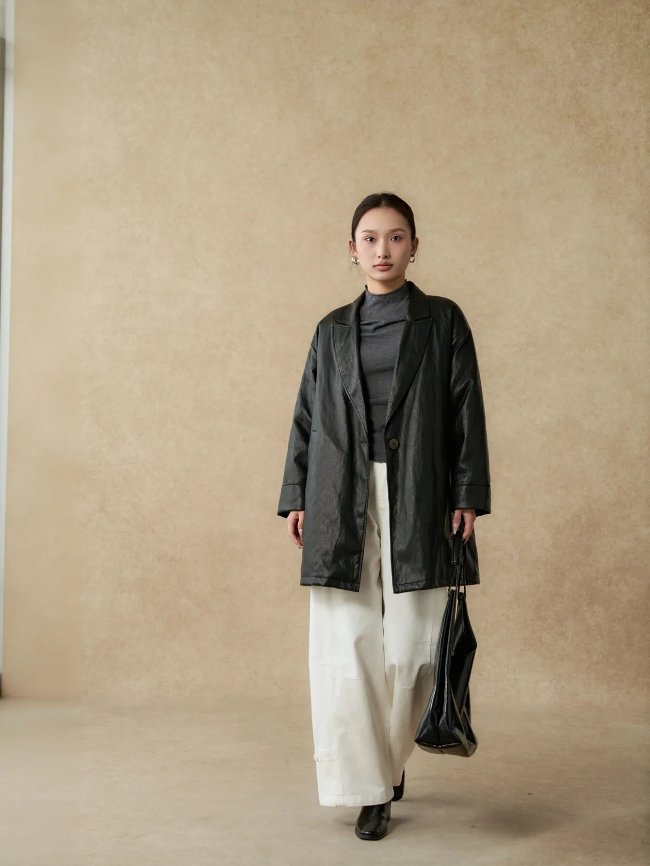 Oversized Vegan Leather Padded Jacket