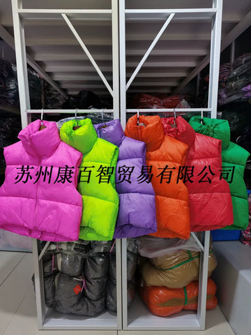 Cropped Puffer Vest Stand Collar