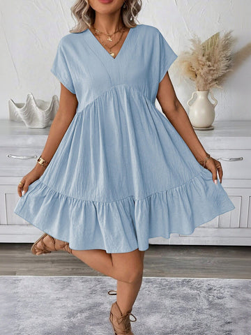 Ruffle Sleeve V Neck Mini Dress