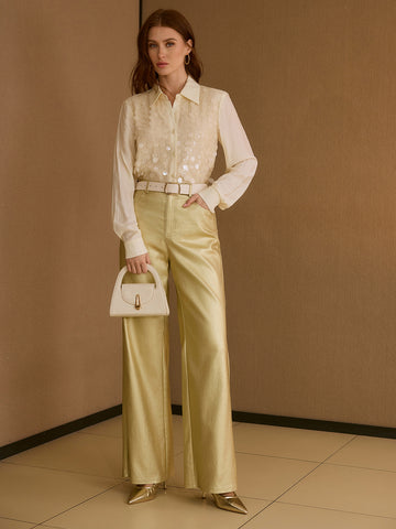 Sequin Embellished Button Down Shirt